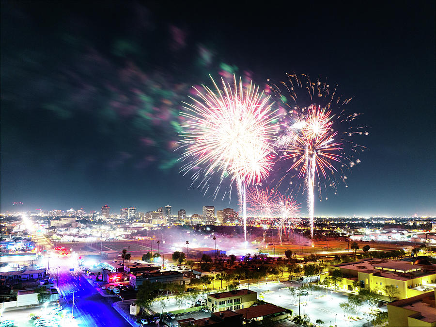 Fireworks Over Phoenix Photograph by Danny Bavaro Fine Art America