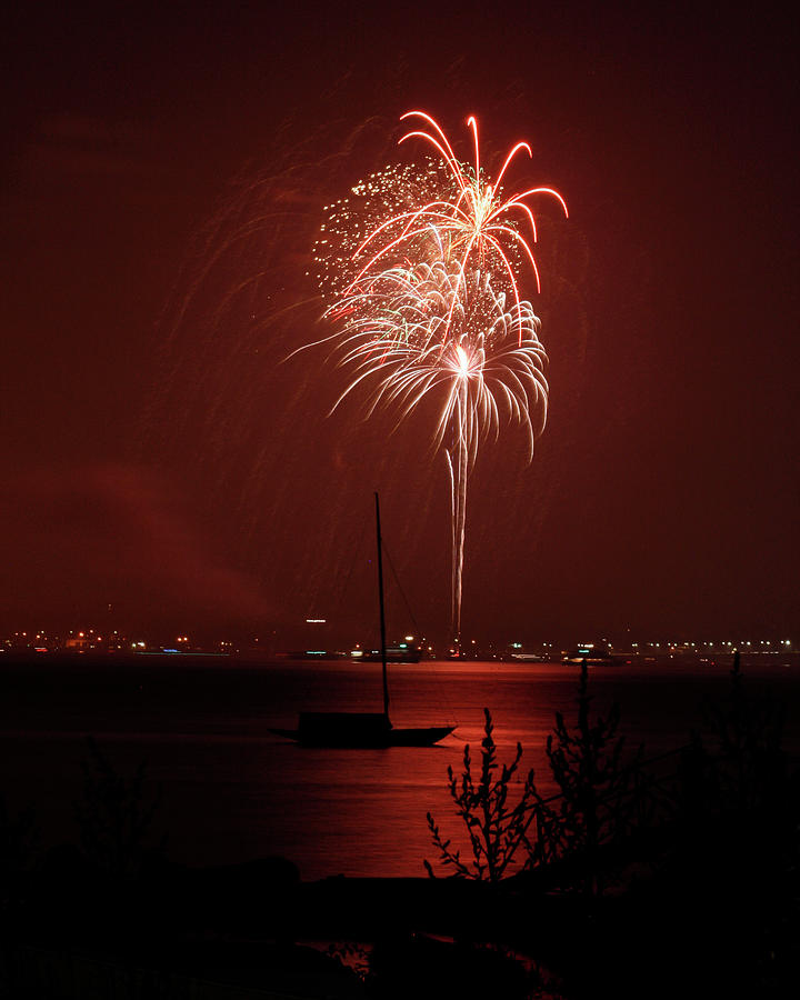 Fireworks over the Bay Photograph by Jim Feldman