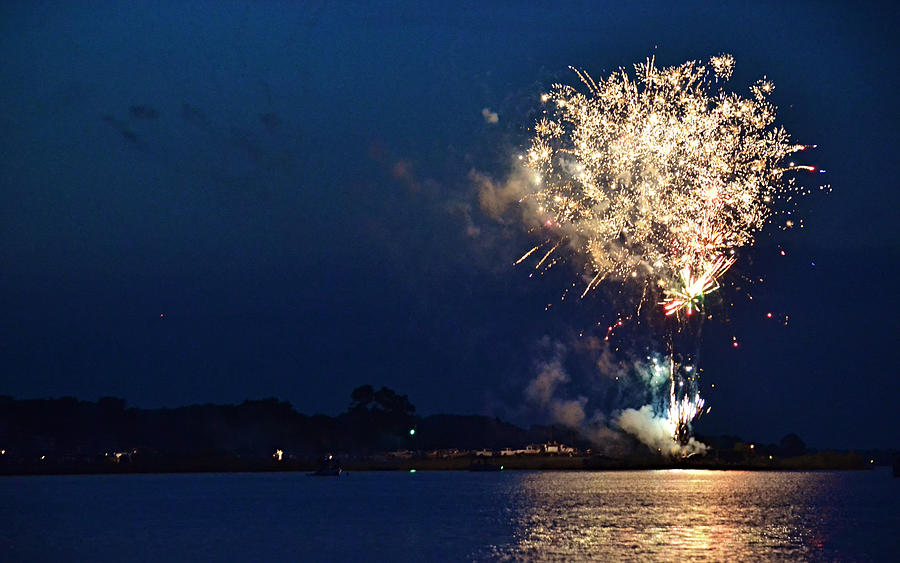 Fireworks Over the Lake Photograph by Gaby Ethington Fine Art America