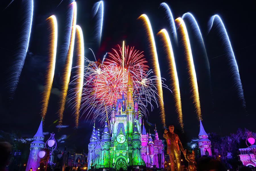 Fireworks over the Magic Kingdom Photograph by Mark Andrew Thomas