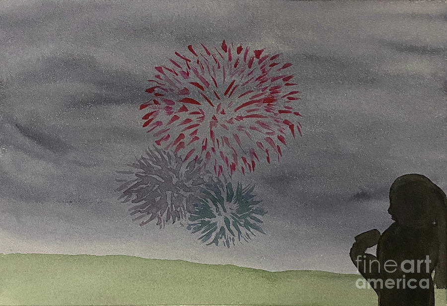 Fireworks Three Painting by Lisa Neuman