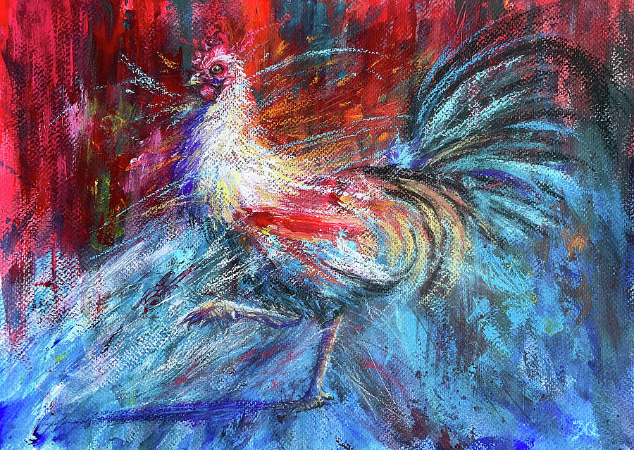 Fiery Rooster Mixed Media By Diane Quee - Fine Art America