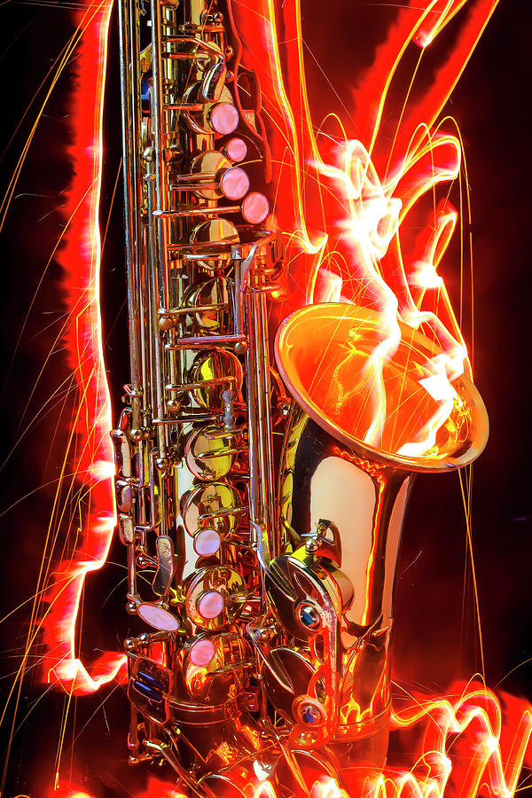 Firey Saxophone Photograph by Garry Gay