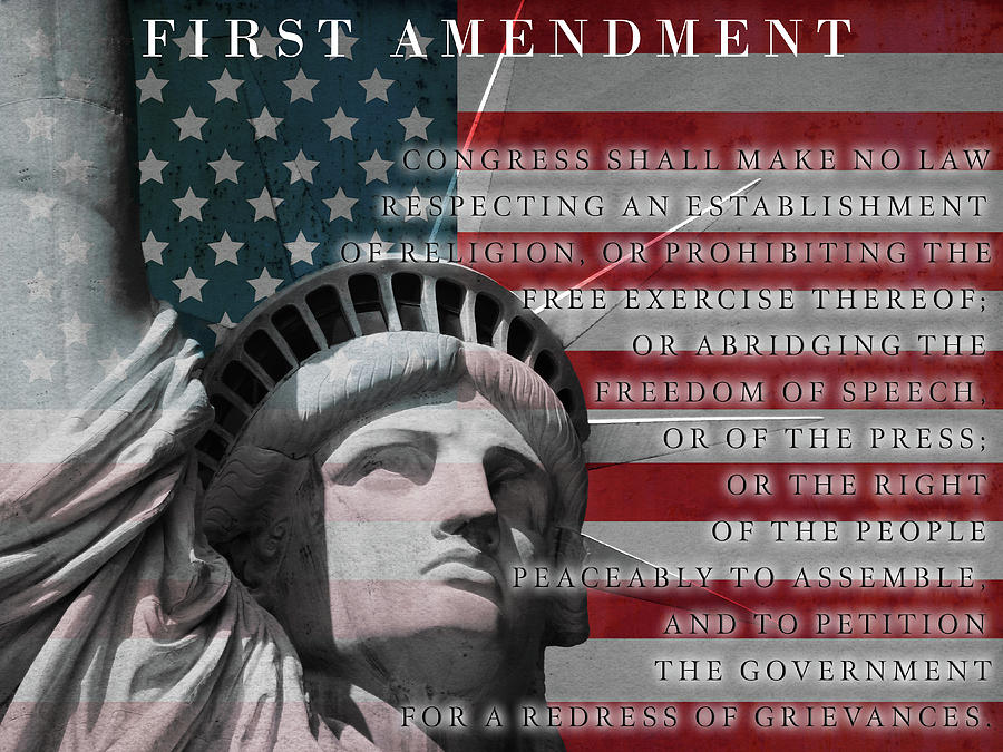 First Amendment Statue Of Libery Mixed Media by Dan Sproul
