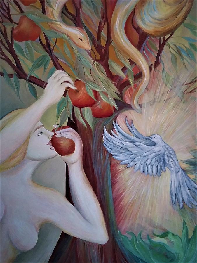 First Apple Seduction  Painting by Vivian Aaron