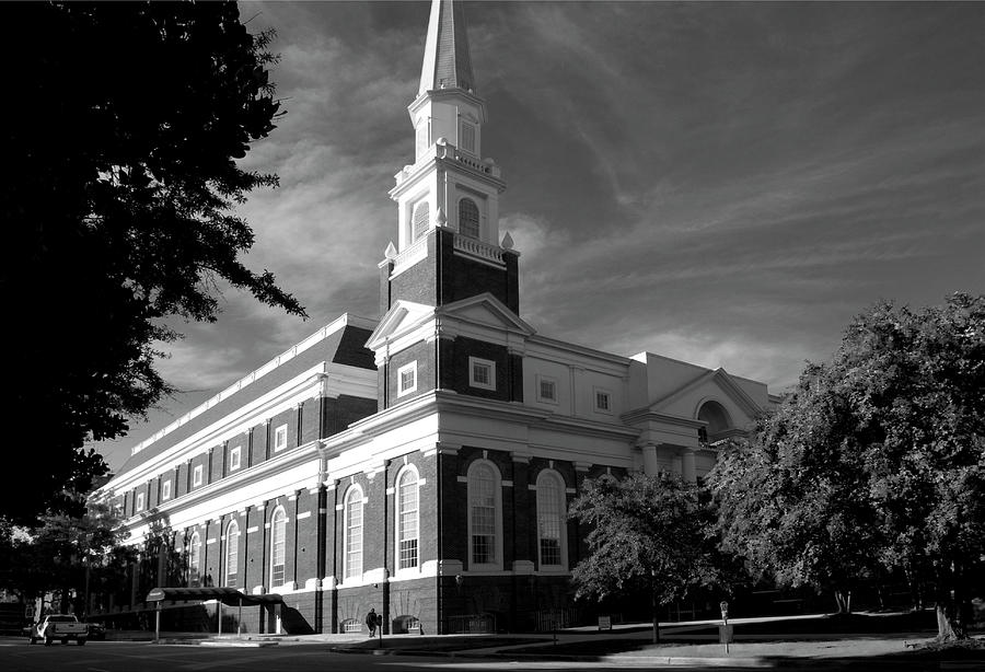 First Baptist Church Columbia SC BW Photograph by Bob Pardue