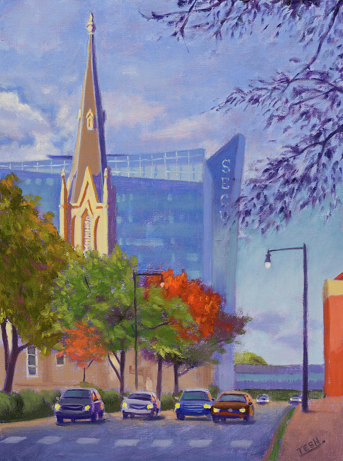 First Baptist Church in Raleigh NC Painting by Tesh Parekh