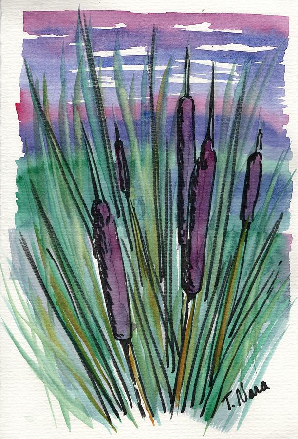 First Cattails Painting by Tammy Nara