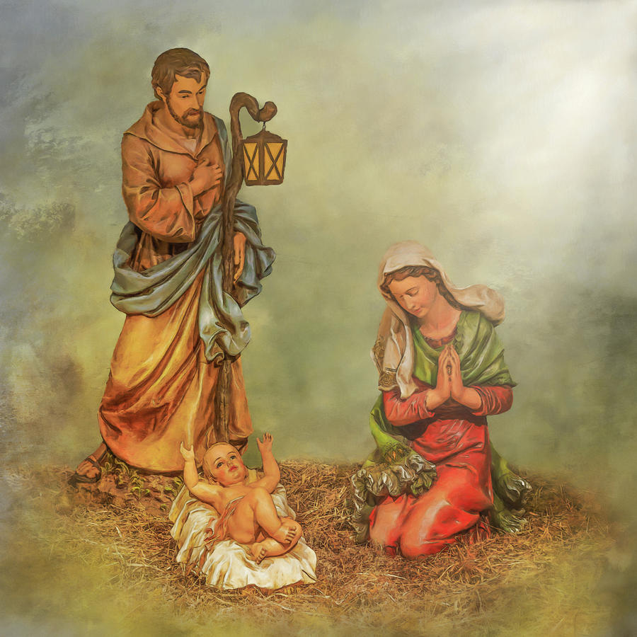 First Christmas Nativity Jesus Mary Digital Art by Randy Steele