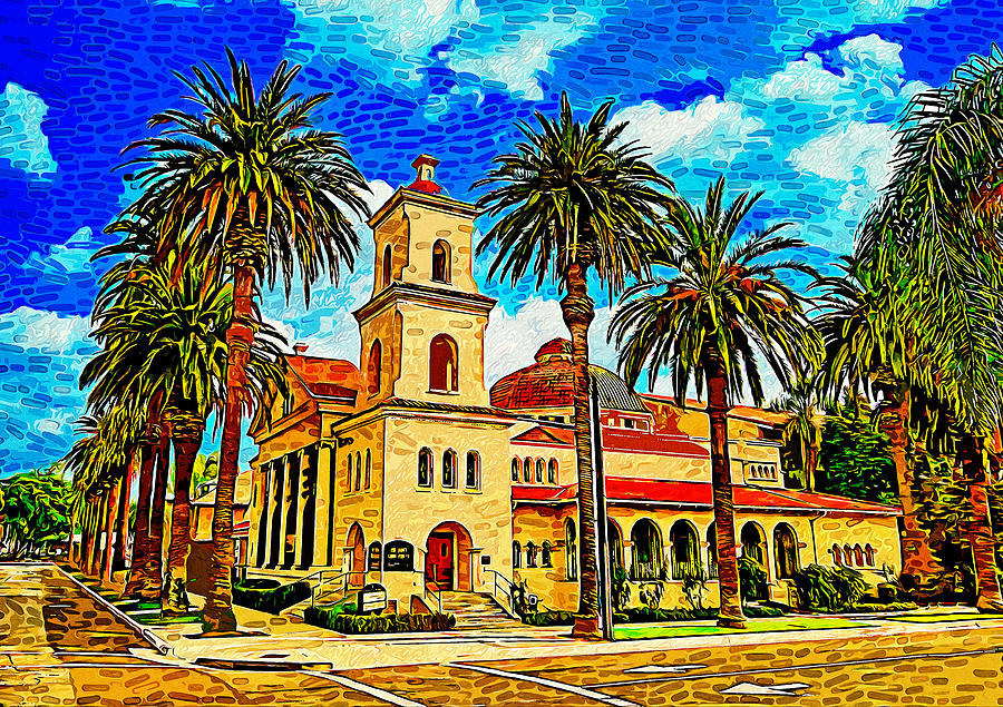 First Church of Christ, Scientist, in Riverside, California - impressionist painting Digital Art by Nicko Prints
