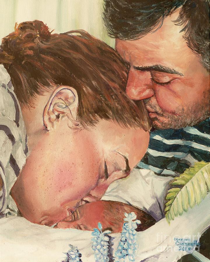 First Family Kiss Painting by Merana Cadorette