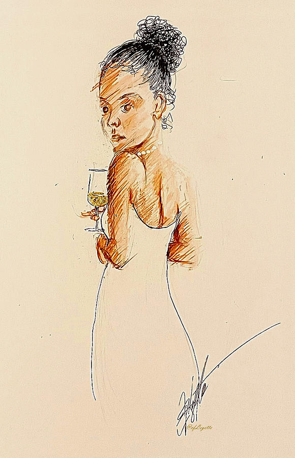 First Glass With New Pearls  Drawing by C F Legette