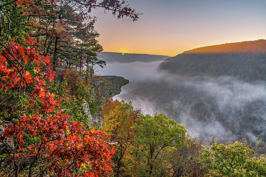 First Light At Hawksbill Crag In The Fall Photograph by Gregory Ballos