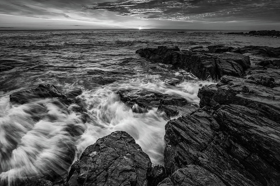 First Light at Marginal Way in Black and White Photograph by Kristen Wilkinson
