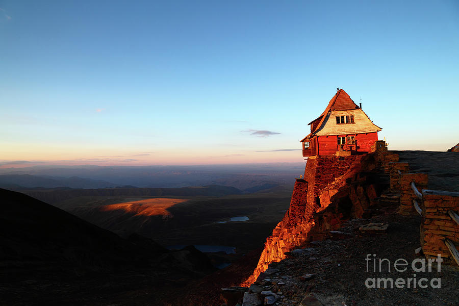 First light at Mt Chacaltaya Ski Hut Bolivia Photograph by James Brunker