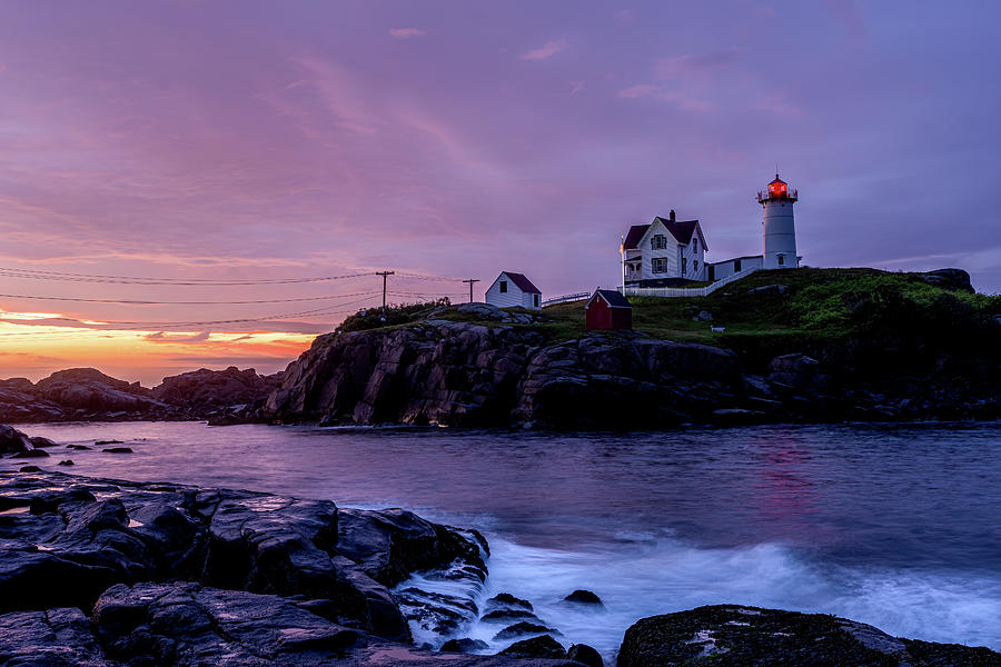 First Light at Nubble Light Photograph by Jack Peterson