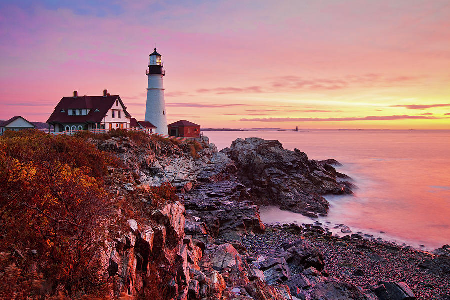First Light at Portland Head Photograph by Eric Gendron