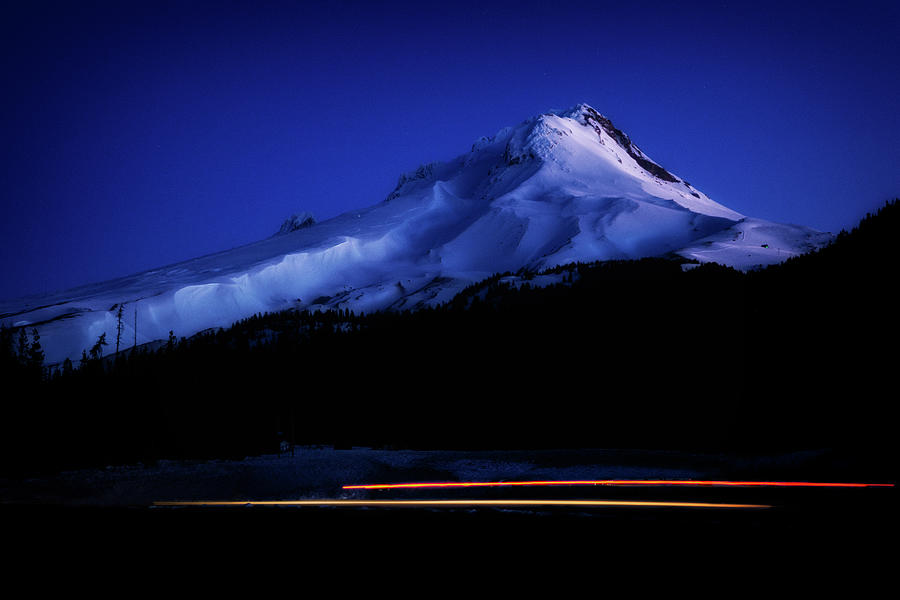 First Light of Day on Mt. Hood Photograph by Cat Connor