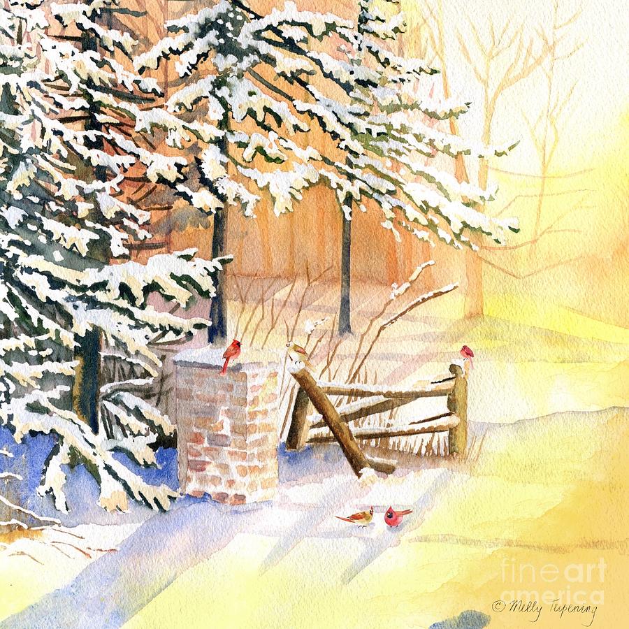 First Light On Winter Morning Painting by Melly Terpening