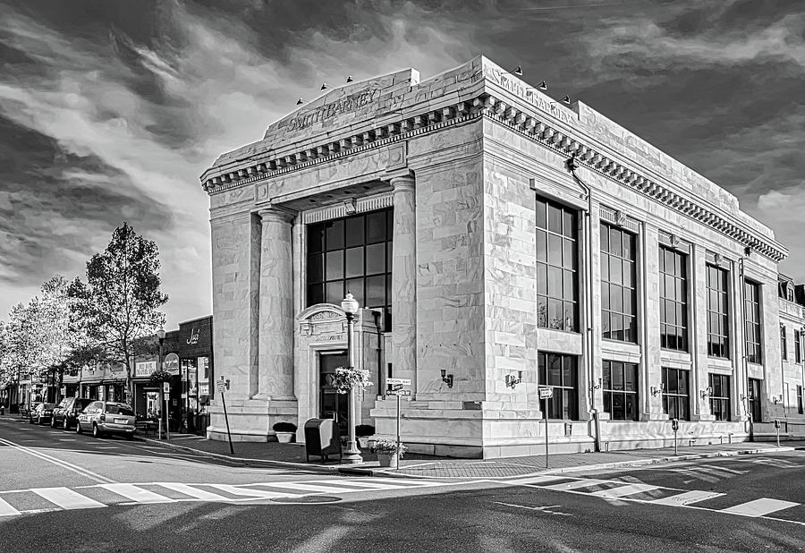 First National Bank Building In Red Bank Black 2 Photograph by Gary Slawsky