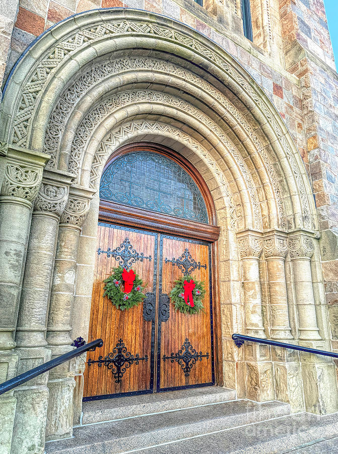 First Parish Church Plymouth wreaths Photograph by Janice Drew