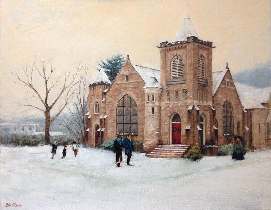 First Presbyterian Church in Wellsboro Painting by Bibi Snelderwaard Brion