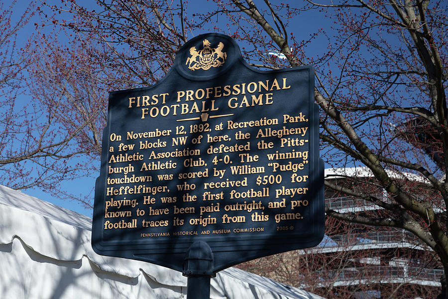 First professional football game marker in Pittsburgh Pennsylvania Photograph by Eldon McGraw