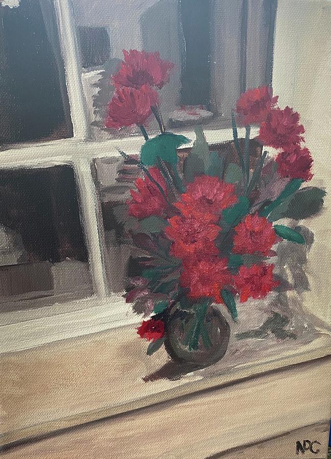 Oil Painting - First Roses of Summer by Naomi Cooper