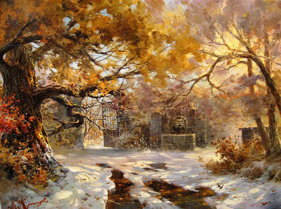 First Snow At The Old Park Painting