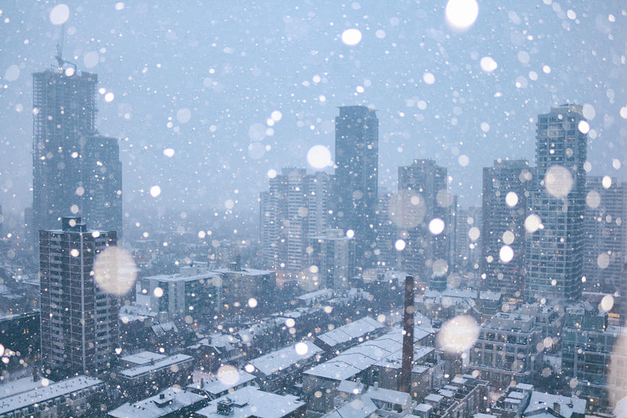 First Snow Globe of the Season in the City Photograph by Katrin Ray Shumakov