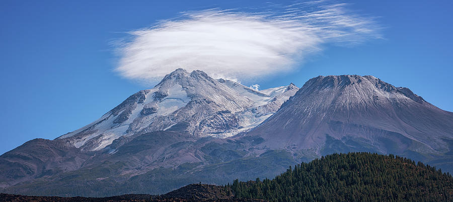 First Snow Mount Shasta Panorama  Photograph by Marnie Patchett