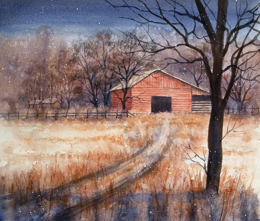 First Snow of the Season Painting by Rebecca Davis