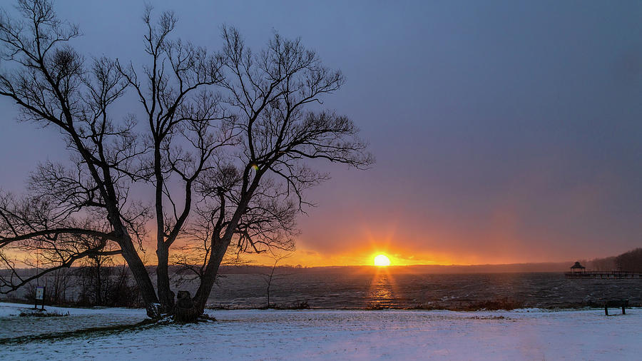 First Snow Sunset Photograph by Rod Best