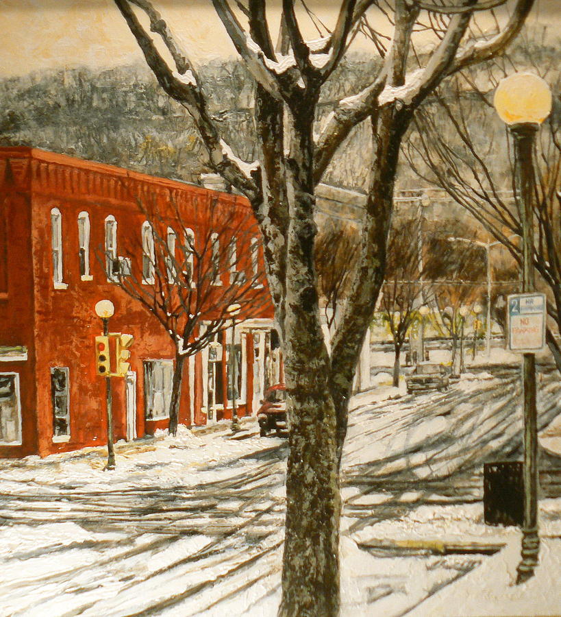 Snow Scene Painting - First Snow by Thomas Akers