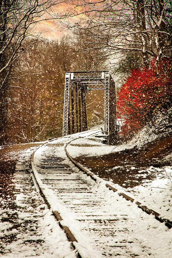 First Snowfall at the Trestle II Photograph by Debra and Dave Vanderlaan