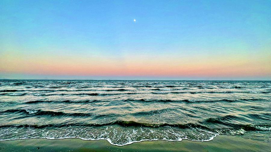 Sunset Digital Art - First Star on the Beach at Sunset by Pamela Storch