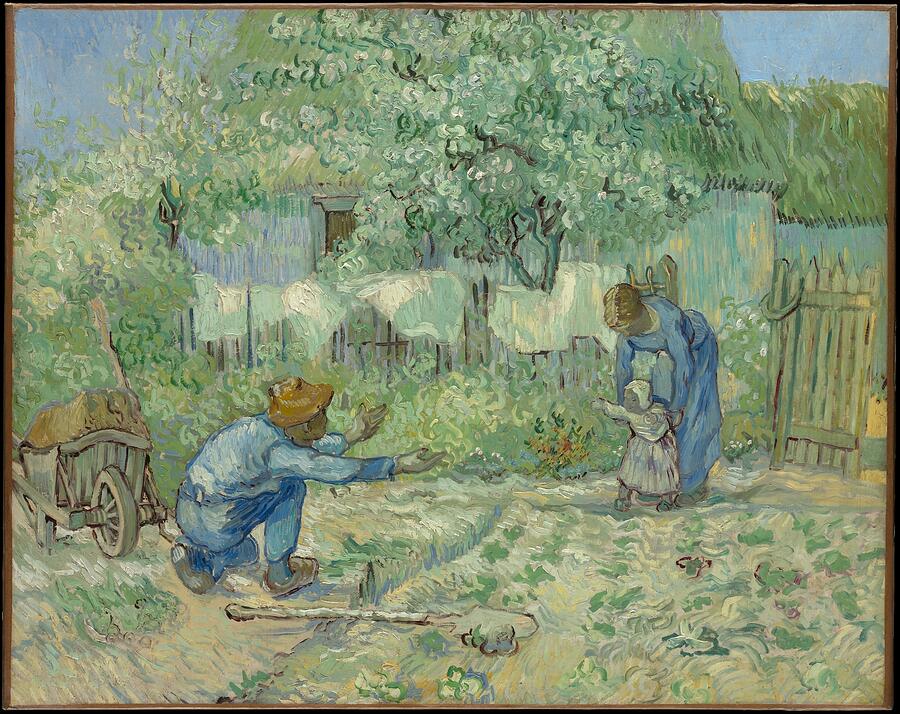 Vincent Van Gogh Drawing - First Steps, after Millet by Abdelmoula Taia