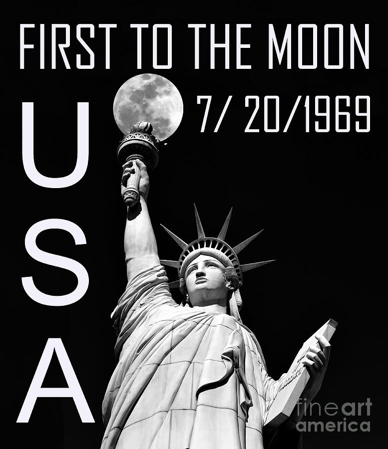First to the moon stamp design A Mixed Media by David Lee Thompson