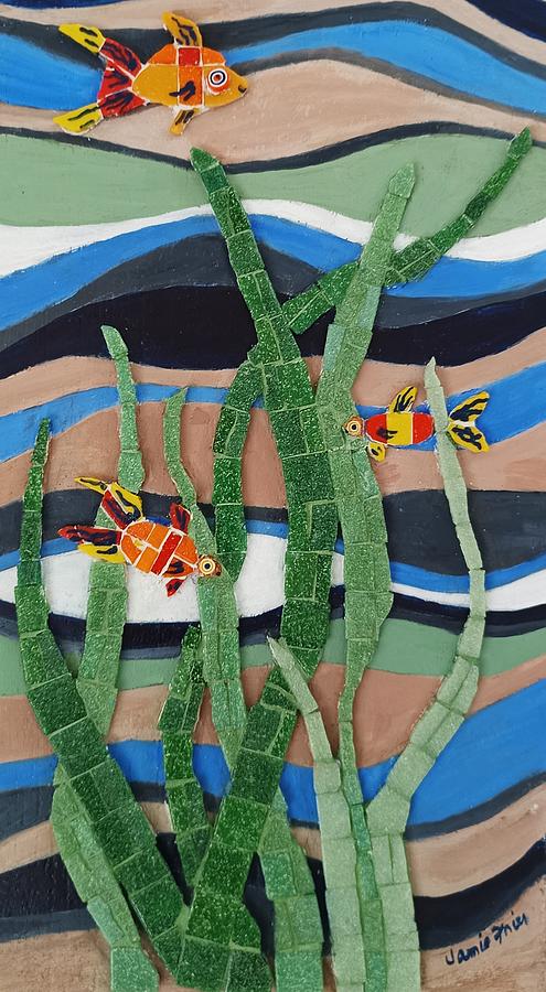 Fish and Reeds Mixed Media by Jamie Frier