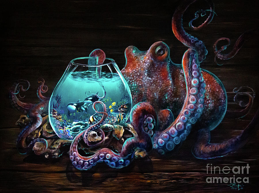 Fish Bowl Painting by Lisa Clough Lachri