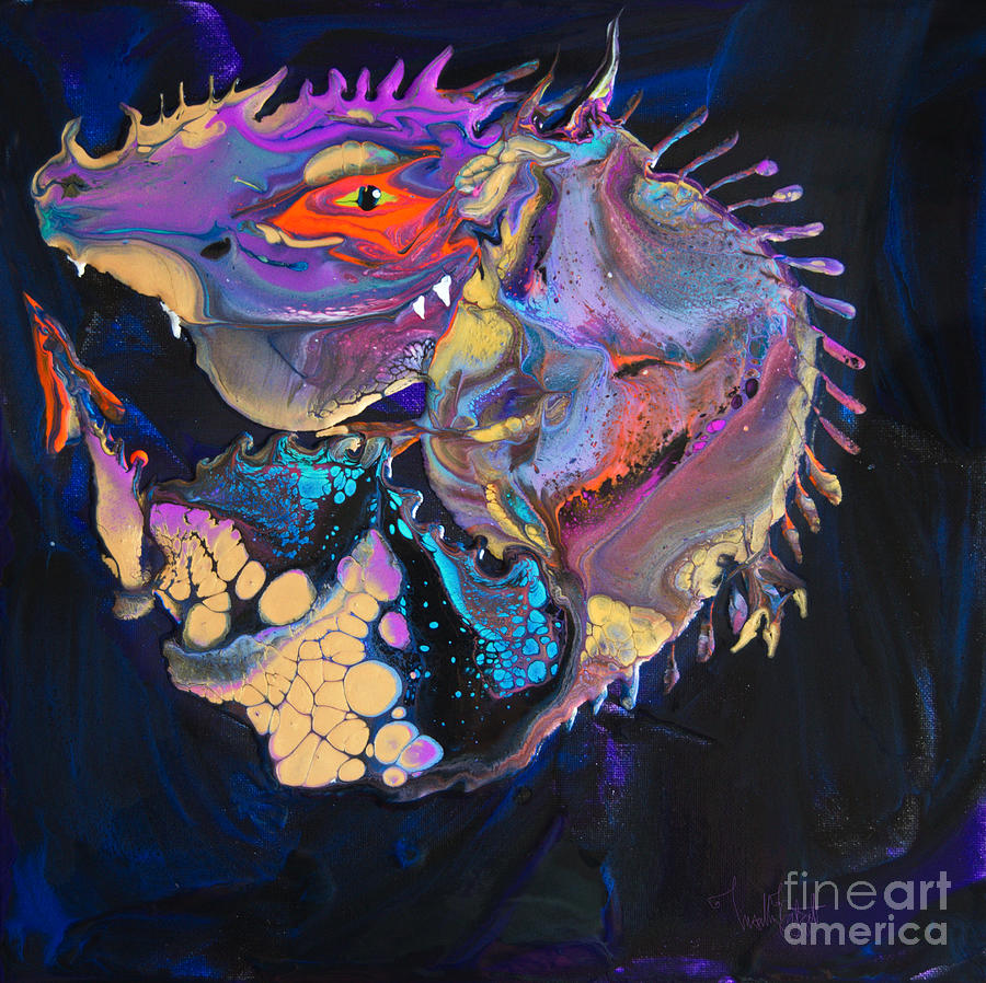 Fish Dragon 7401 Painting by Priscilla Batzell Expressionist Art Studio Gallery