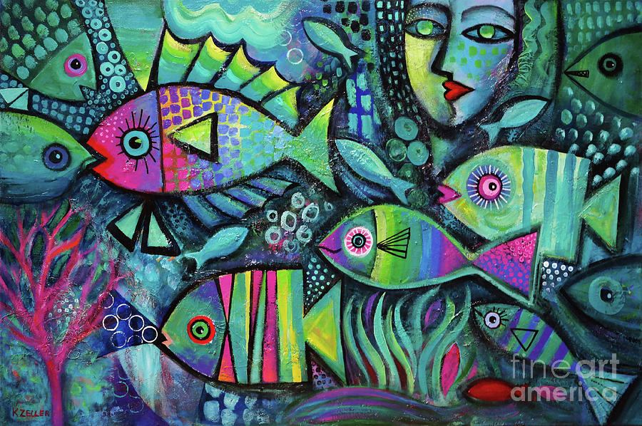 Fish Fantasy Painting by Karin Zeller