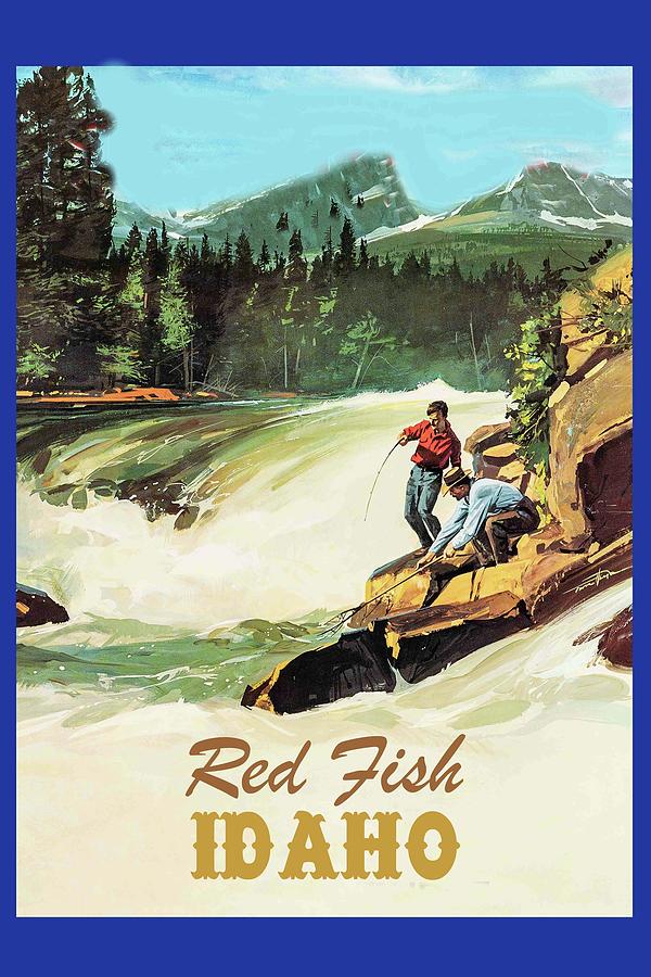 Fish Fishing Red Fish Idaho Travel Poster Mixed Media by Peter Nowell ...