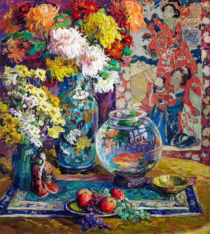 Fish, Fruits, and Flowers Painting by Kathryn E Cherry