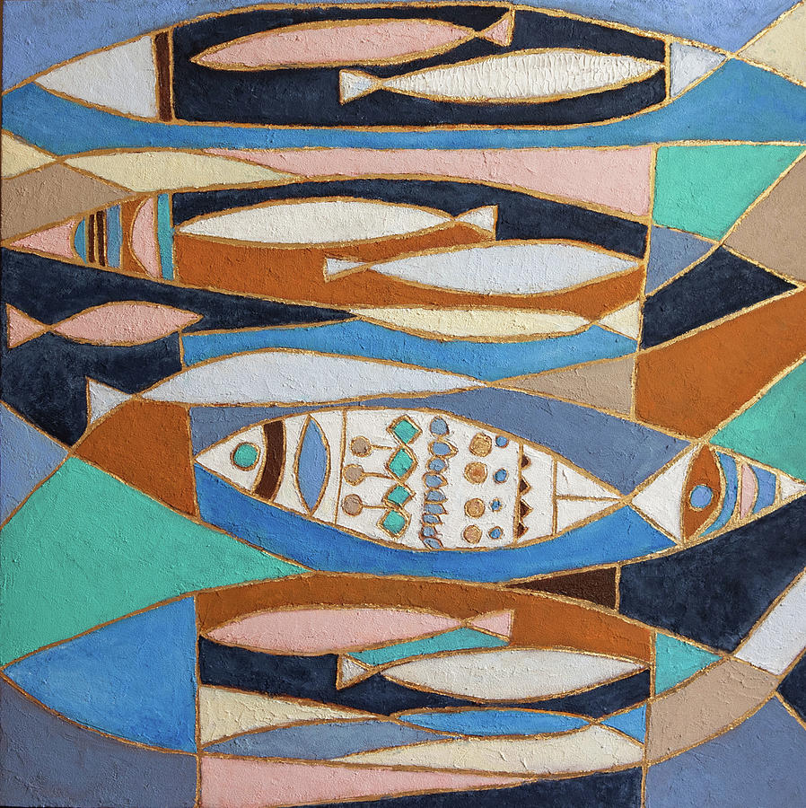 Fish geometric moderm art Painting by Serge Berezjak - Fine Art America