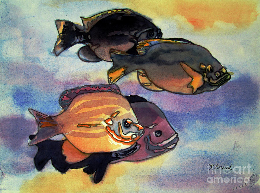 Fish Grouping 5 - 109021 Painting by Kathy Braud