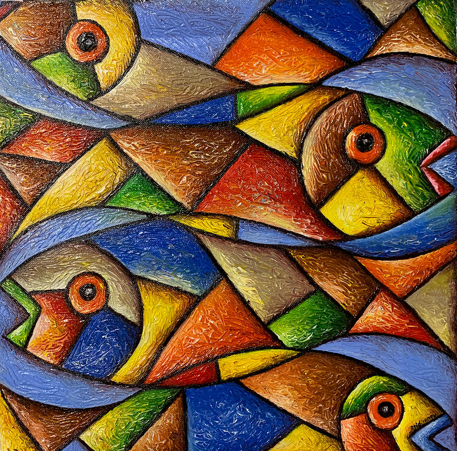 Fish Heads Painting by Peter Ndirangu