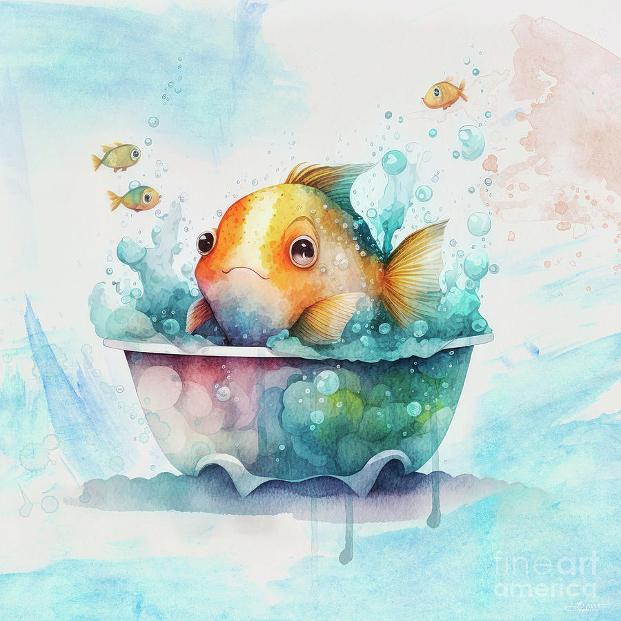 Fish in a Bathtub Digital Art by Jutta Maria Pusl