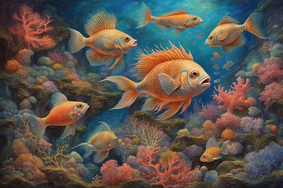 Fish in a Coral Reef Digital Art by Pat Goltz - Fine Art America