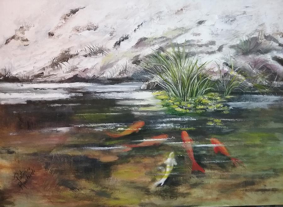Fish in icey  water Painting by Patricia Rachidi